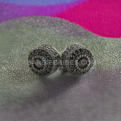 Fully Iced Micro Pave Black Rhodium Plated Cluster CZ Men Women Stud Earrings